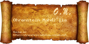 Ohrenstein Mahália névjegykártya